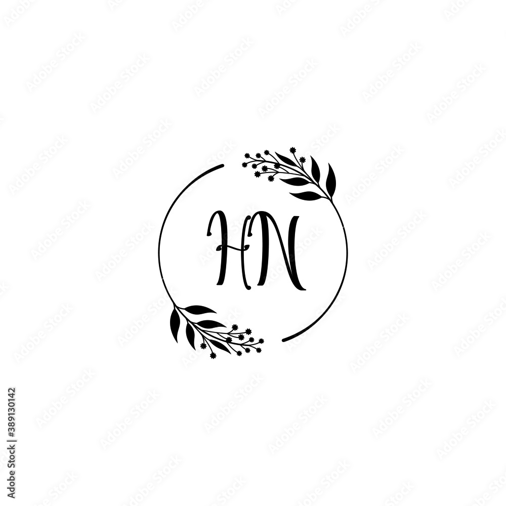 Initial HN Handwriting, Wedding Monogram Logo Design, Modern Minimalistic and Floral templates for Invitation cards Initial HN Handwriting, Wedding Monogram Logo Design, Modern Minimalistic and Floral templates for Invitation cards