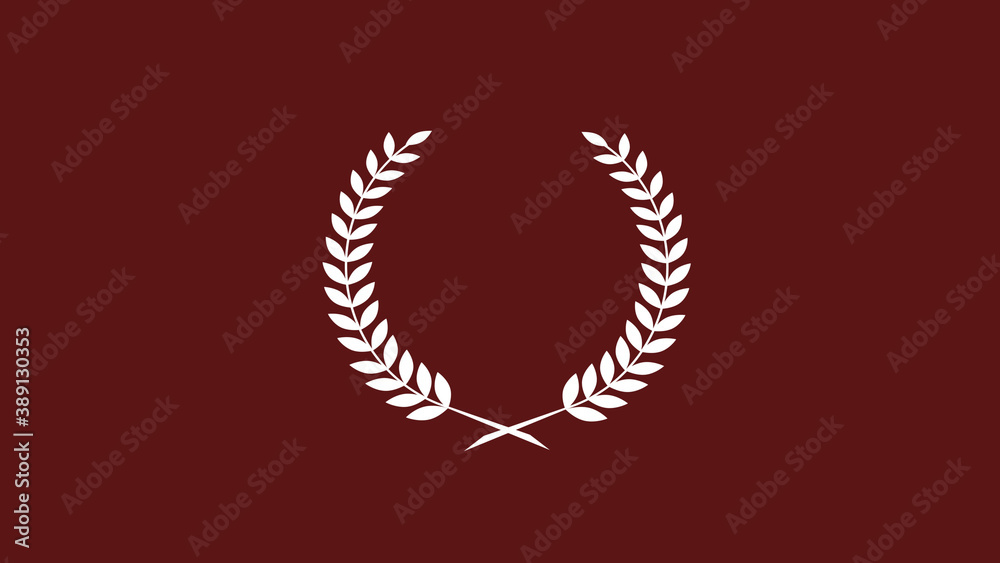 Amazing white color wheat icon on red dark background, New wreath icon Amazing white color wheat icon on red dark background, New wreath icon