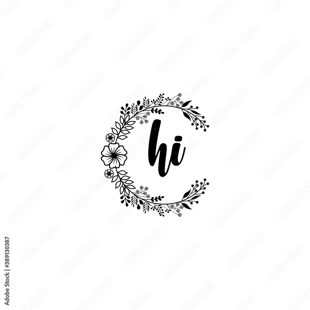 Initial HI Handwriting, Wedding Monogram Logo Design, Modern Minimalistic and Floral templates for Invitation cards Initial HI Handwriting, Wedding Monogram Logo Design, Modern Minimalistic and Floral templates for Invitation cards
