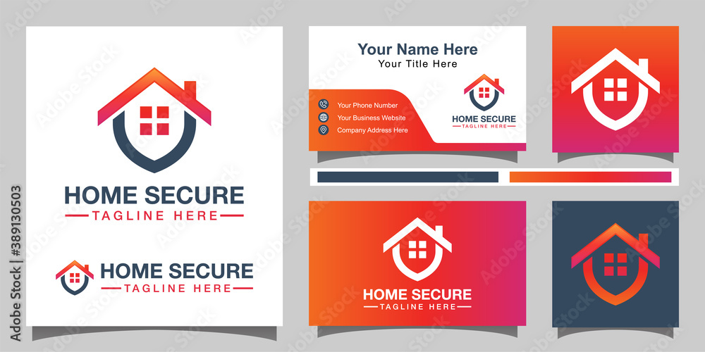home secure logo, smart house logo design with identity card