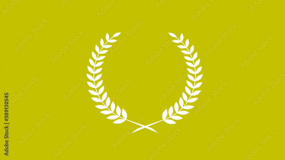 Amazing white color wreath icon on yellow background, Amazing wheat icon, White color wreath icon Amazing white color wreath icon on yellow background, Amazing wheat icon, White color wreath icon