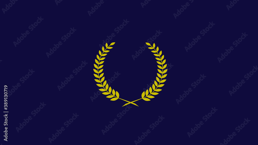 Beautiful wreath logo icon on blue dark background, Wheat icon Beautiful wreath logo icon on blue dark background, Wheat icon