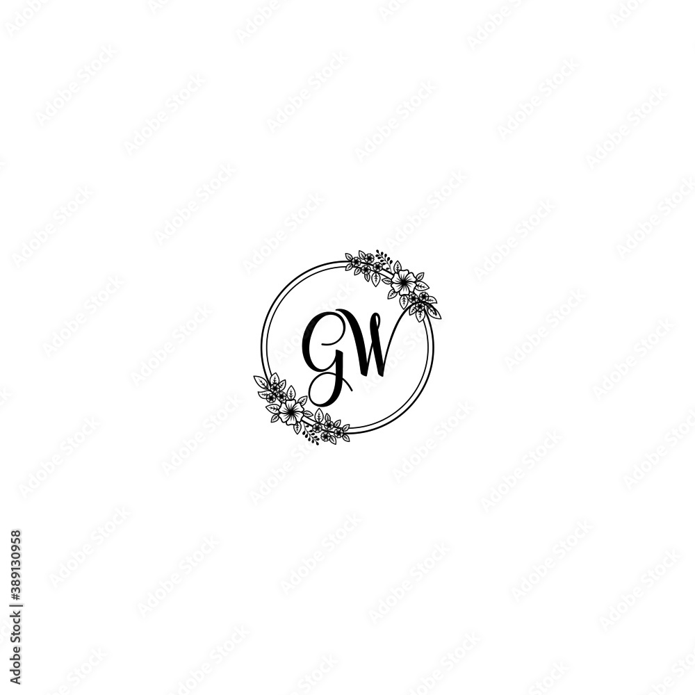 Initial GW Handwriting, Wedding Monogram Logo Design, Modern Minimalistic and Floral templates for Invitation cards Initial GW Handwriting, Wedding Monogram Logo Design, Modern Minimalistic and Floral templates for Invitation cards