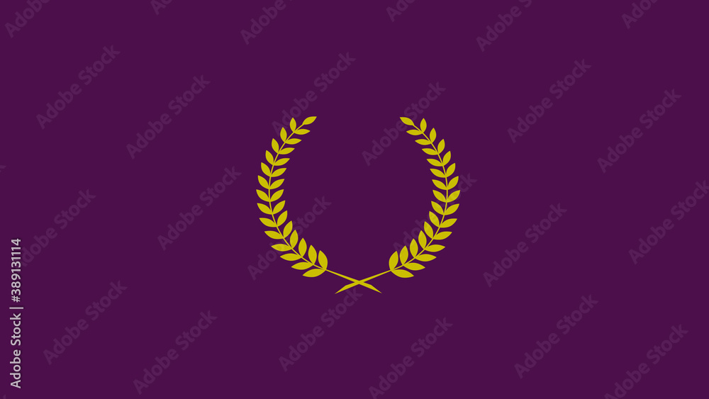Amazing golden color wreath icon on pink dark background, Wheat icon Amazing golden color wreath icon on pink dark background, Wheat icon