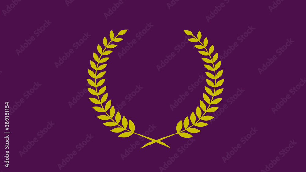 Amazing golden color wreath icon on pink dark background, Wheat icon Amazing golden color wreath icon on pink dark background, Wheat icon