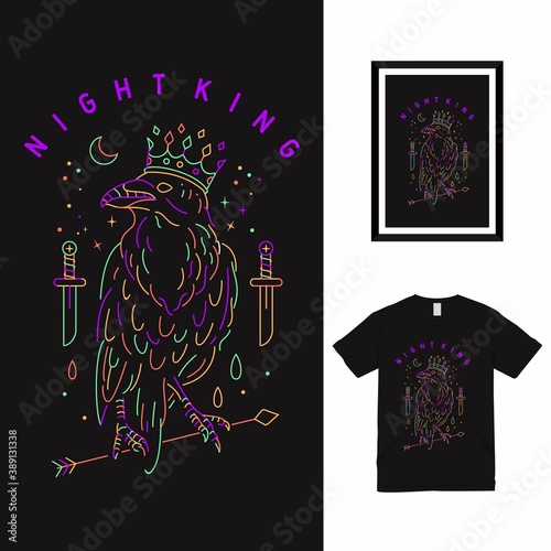 King Crow Monoline T shirt Design.