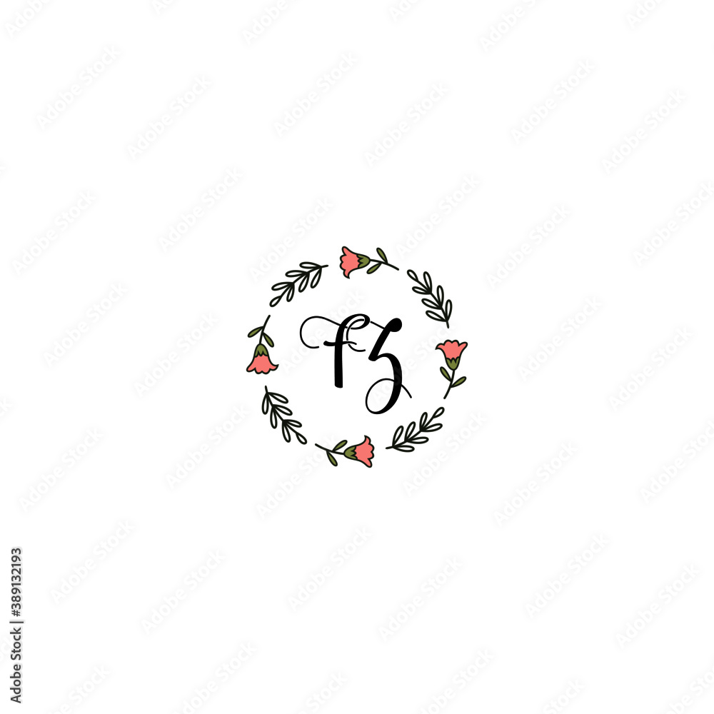 Initial FZ Handwriting, Wedding Monogram Logo Design, Modern Minimalistic and Floral templates for Invitation cards	

