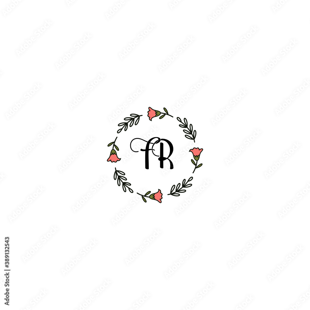 Initial FR Handwriting, Wedding Monogram Logo Design, Modern Minimalistic and Floral templates for Invitation cards Initial FR Handwriting, Wedding Monogram Logo Design, Modern Minimalistic and Floral templates for Invitation cards