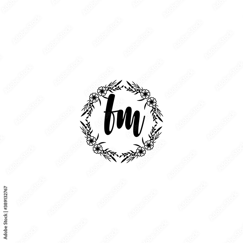 Initial FM Handwriting, Wedding Monogram Logo Design, Modern Minimalistic and Floral templates for Invitation cards	
