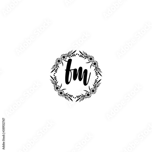 Initial FM Handwriting  Wedding Monogram Logo Design  Modern Minimalistic and Floral templates for Invitation cards 