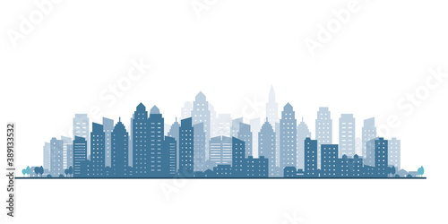 Outline of skyscraper building, city skyline, Vector illustration.