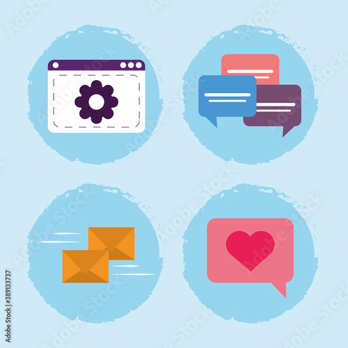 communications website sms email like and chat bubbles icons