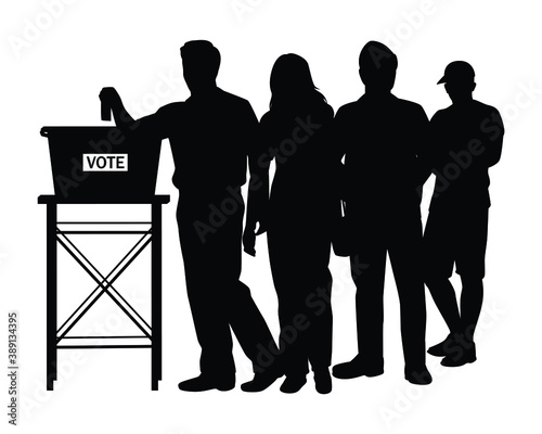 Election people silhouette vector on white