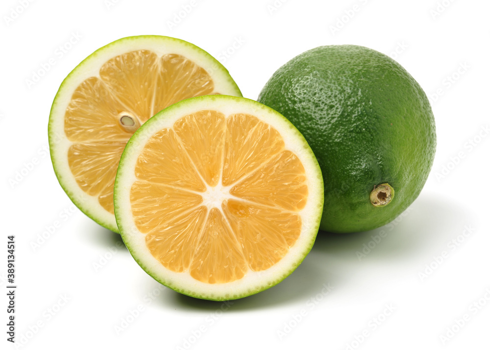 green lemon on white background green lemon on white background