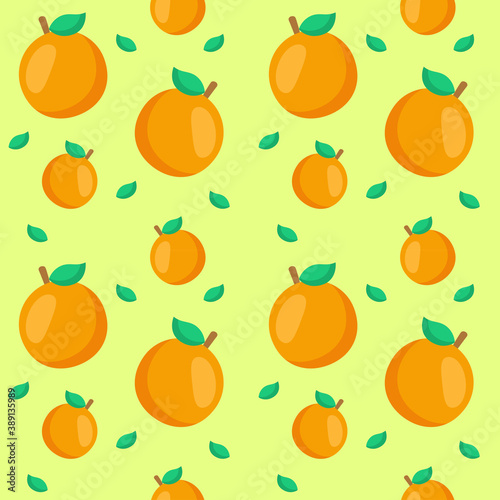 Orange pattern fruits wallpaper printing decorative banner yellow isolated background with flat color style