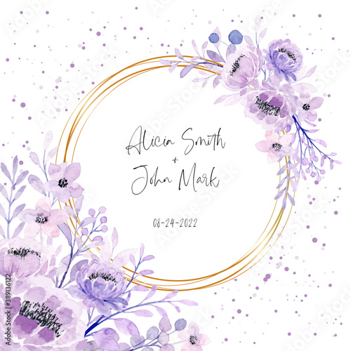 Soft purple floral watercolor frame with dots