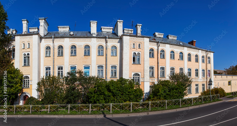 Officer barracks. The complex of the former barracks of the Life Guards of the 3rd Rifle Regiment. Pokrovsky town. Pushkin. St. Petersburg. Russia
