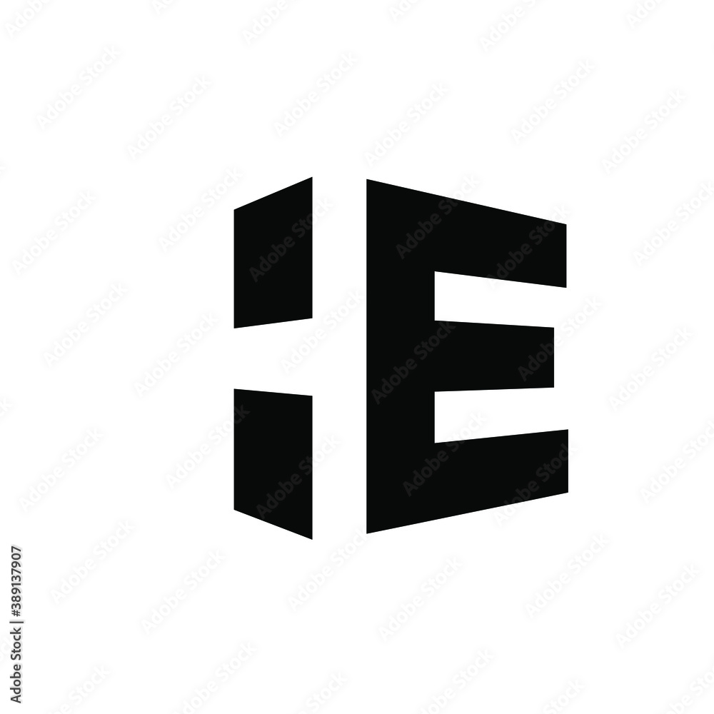 simple initial letter luxury he monogram logo design isolated with negative space white background simple initial letter luxury he monogram logo design isolated with negative space white background