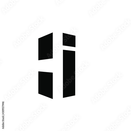simple initial letter luxury hi monogram logo design isolated with negative space white background