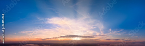 Purple paradise sunrise above the clouds, panorama © maykal