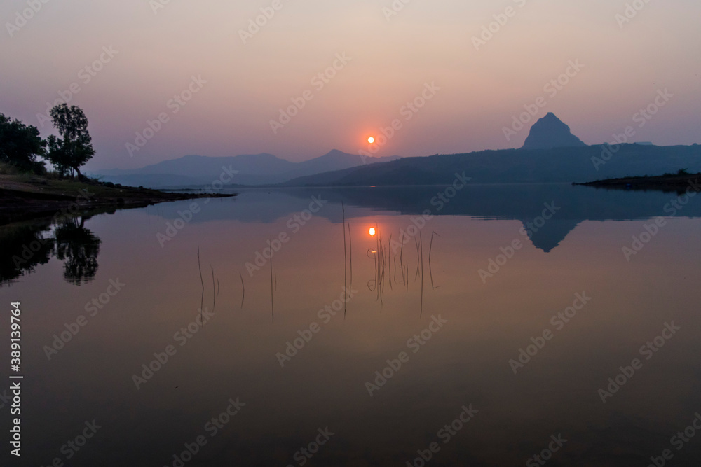 Pawana Lake during sunset/sunrise, Lonavla