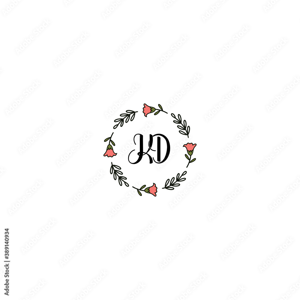 Initial KD Handwriting, Wedding Monogram Logo Design, Modern Minimalistic and Floral templates for Invitation cards Initial KD Handwriting, Wedding Monogram Logo Design, Modern Minimalistic and Floral templates for Invitation cards