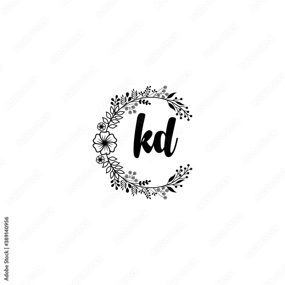 Initial KD Handwriting, Wedding Monogram Logo Design, Modern Minimalistic and Floral templates for Invitation cards Initial KD Handwriting, Wedding Monogram Logo Design, Modern Minimalistic and Floral templates for Invitation cards