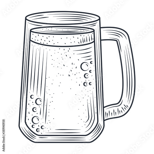 beer mug celebration with alcohol drink, thin line style icon