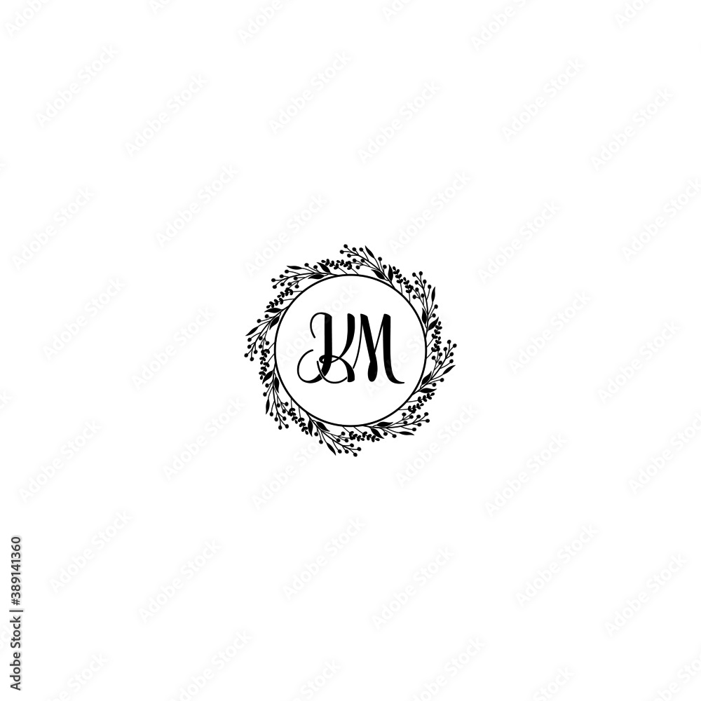 Initial KM Handwriting, Wedding Monogram Logo Design, Modern Minimalistic and Floral templates for Invitation cards Initial KM Handwriting, Wedding Monogram Logo Design, Modern Minimalistic and Floral templates for Invitation cards
