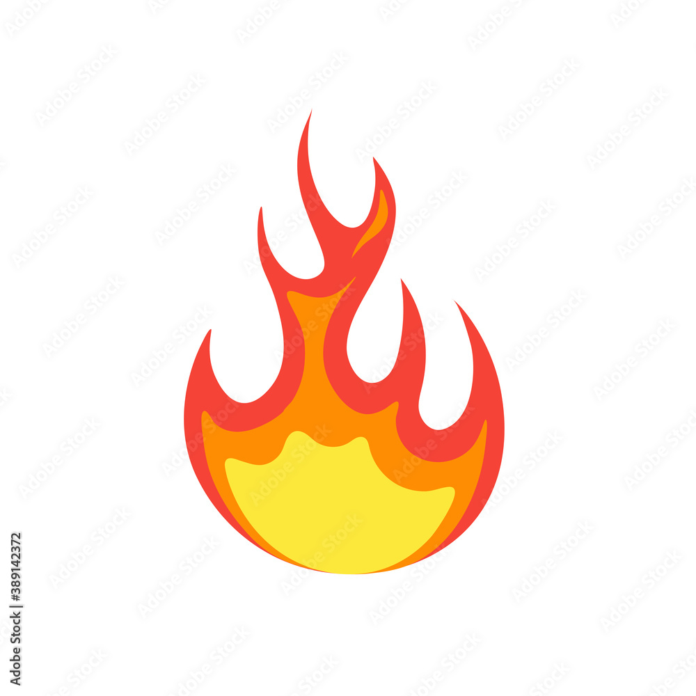 Cartoon fire flame, fire ignition with flame, hot fire explosion flame