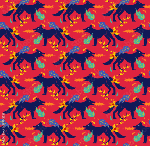 abstract fire wolf pattern