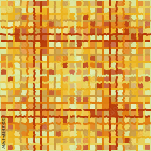 Seamless pattern. Checkered grunge texture. Autumn colors.