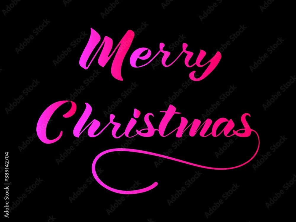 Lettering Merry Christmas. Pink font isolated on a black background. Vector illustration. Lettering Merry Christmas. Pink font isolated on a black background. Vector illustration.