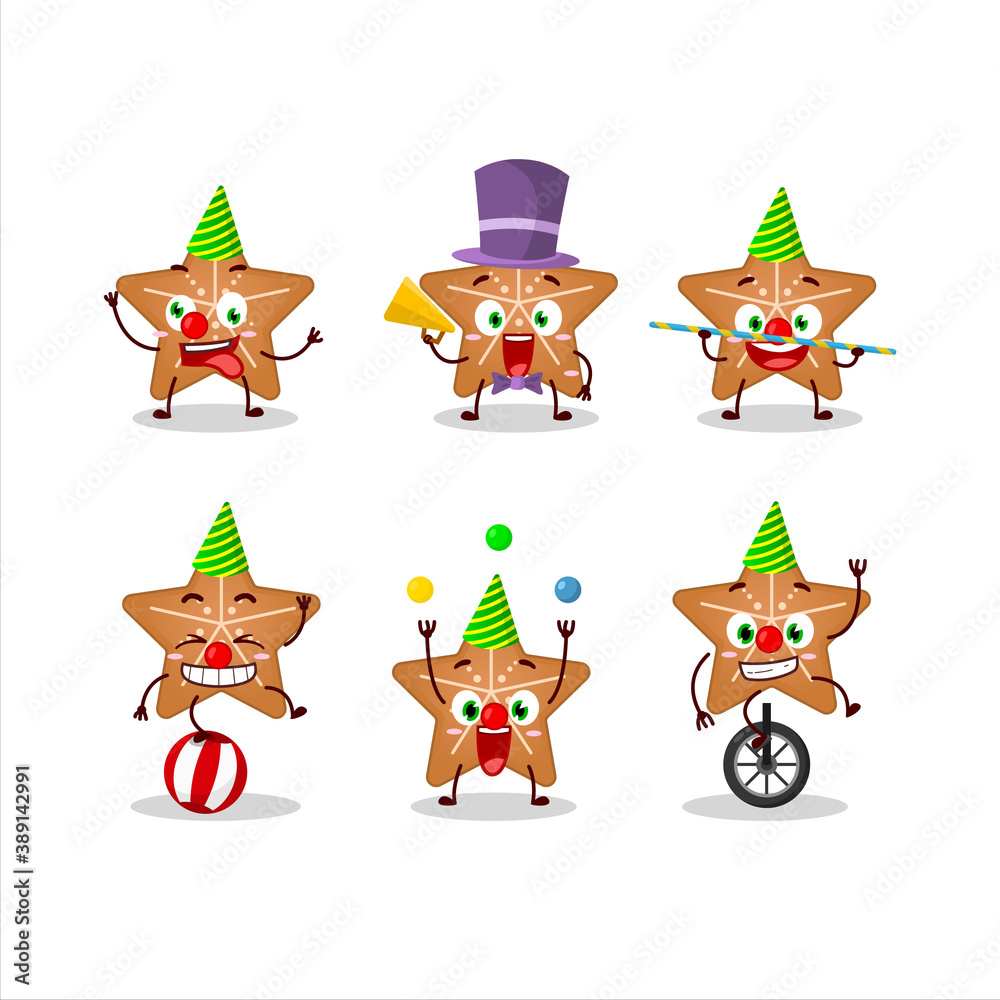 Fototapeta premium Cartoon character of stars cookie with various circus shows