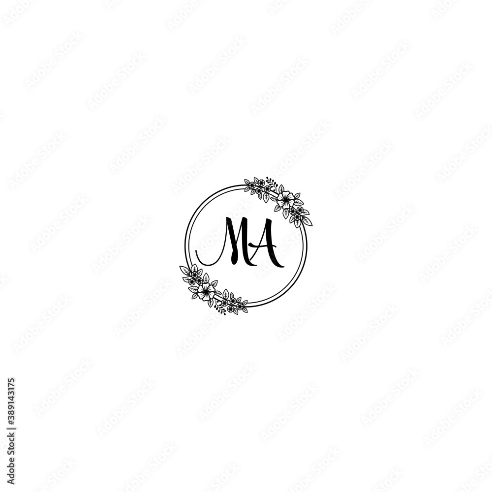 MA Monogram Wedding Logo Handwritten Calligraphy Monogram - Etsy