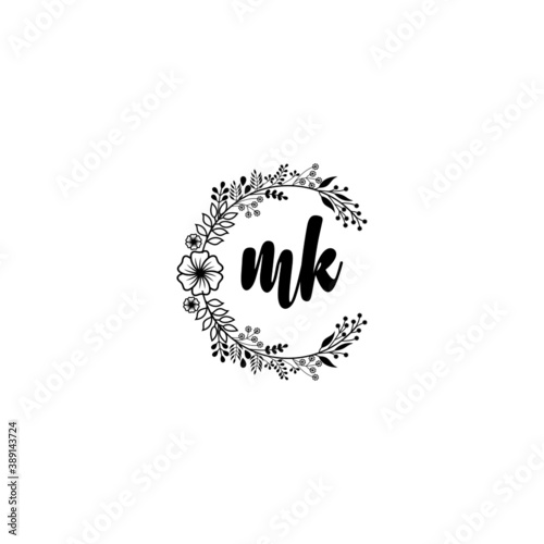 Initial MK Handwriting, Wedding Monogram Logo Design, Modern Minimalistic and Floral templates for Invitation cards 