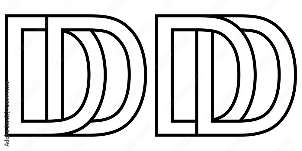 Logo dd icon sign two interlaced letters D, vector logo dd first