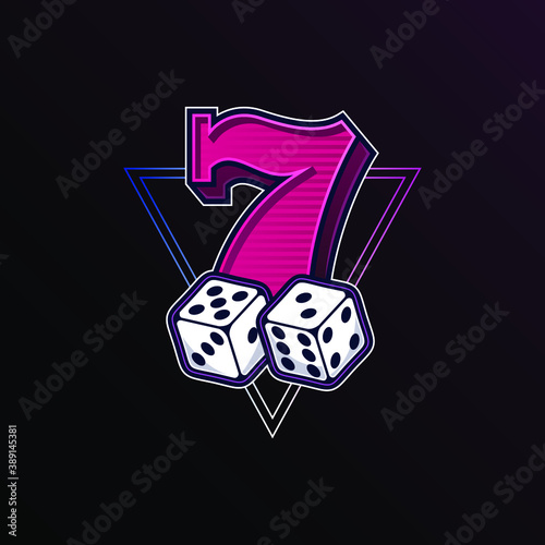 Lucky seven and dice illustration