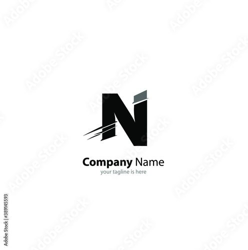 The simple modern logo of letter N with white background