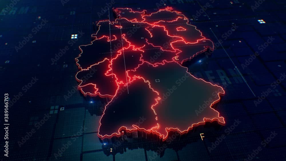 Germany map Digital background Loop 4k Stock ビデオ | Adobe Stock