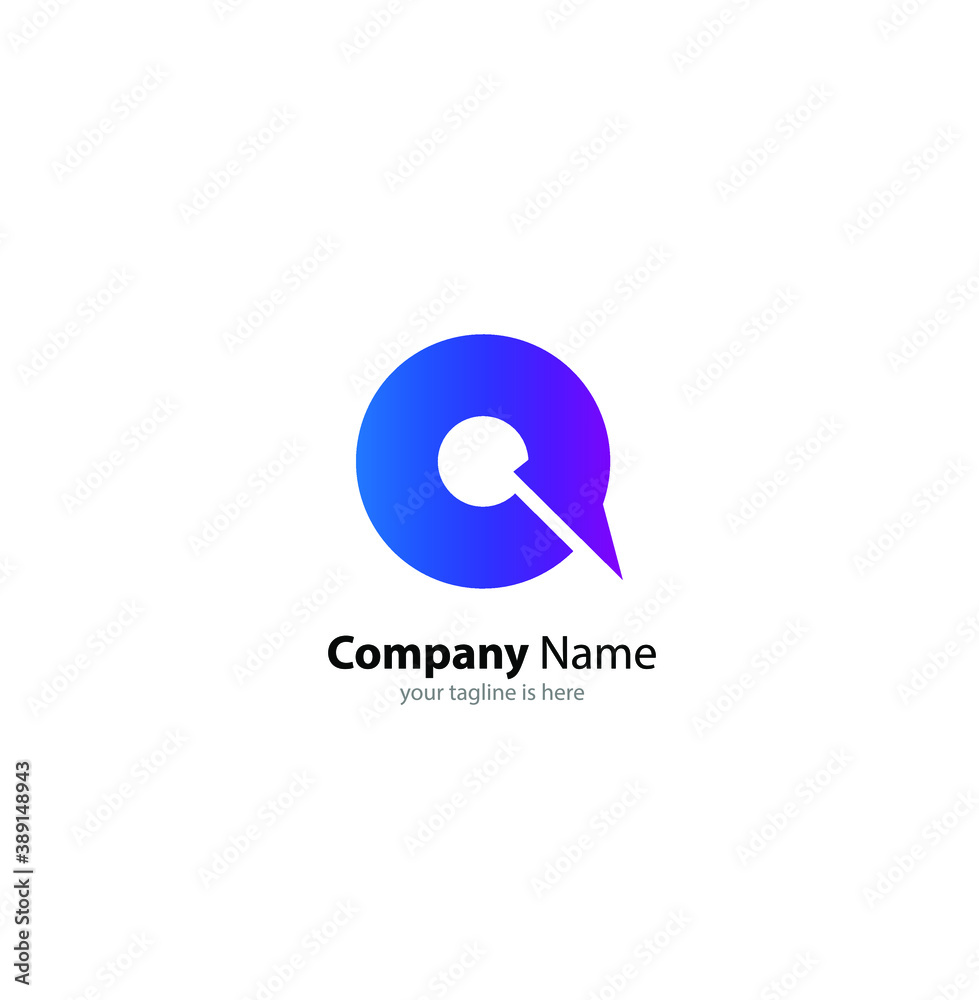 The simple modern logo of letter Q with white background