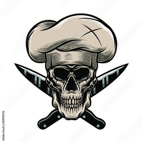 skull head chef cross kinves illustration