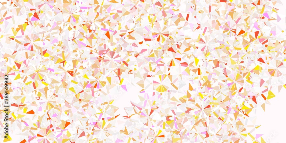 Light pink, yellow vector layout with beautiful snowflakes.