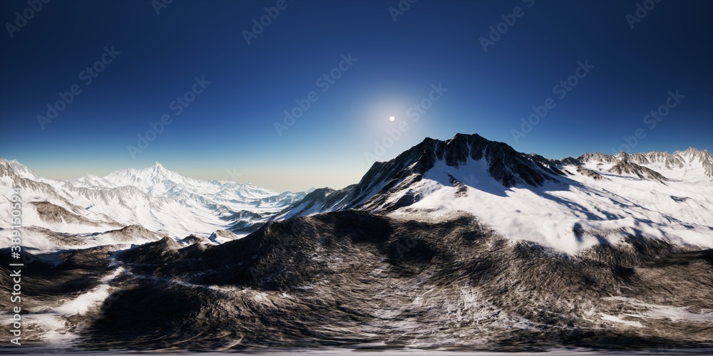 Fototapeta premium VR 360 camera on the Tops of the Mountains