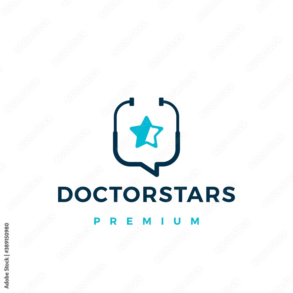 doctor stars chat talk logo vector icon illustration