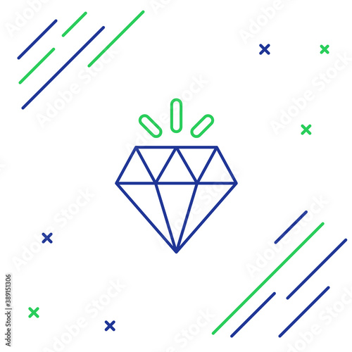 Line Diamond icon isolated on white background. Jewelry symbol. Gem stone. Colorful outline concept. Vector.