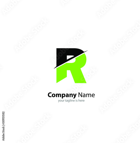 The simple modern logo of letter r with white background