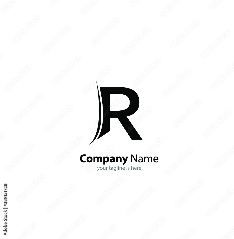 The simple modern logo of letter r with white background The simple modern logo of letter r with white background