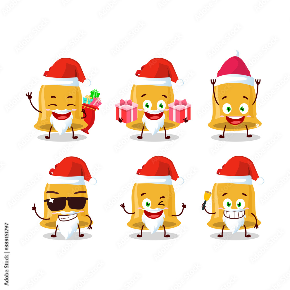 Santa Claus emoticons with christmas bell cartoon character