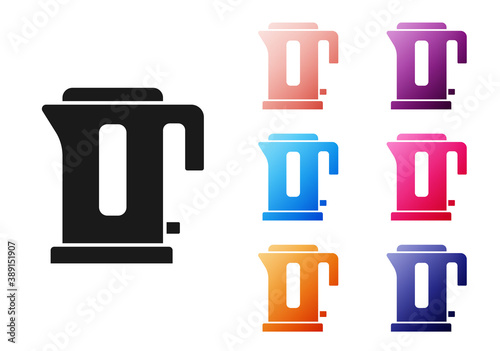 Black Electric kettle icon isolated on white background. Teapot icon. Set icons colorful. Vector.